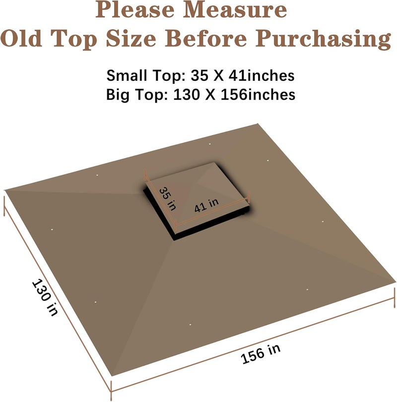 SCOCANOPY Replacement Gazebo Canopy for 10 x 12 Regency II Patio Gazebo Model L-GZ798PST,L-GZ798PST-E,A111014400,A101004104,A101004105 (Khaki) - Image 4